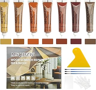 Wood Repair Kit, Wood Scratch Repair, 13Pcs Wood Filler Scratch Repair Kit for Wooden Furniture, Table, Door, Cabinet, Floor Discoloration Stain Paint, Brown