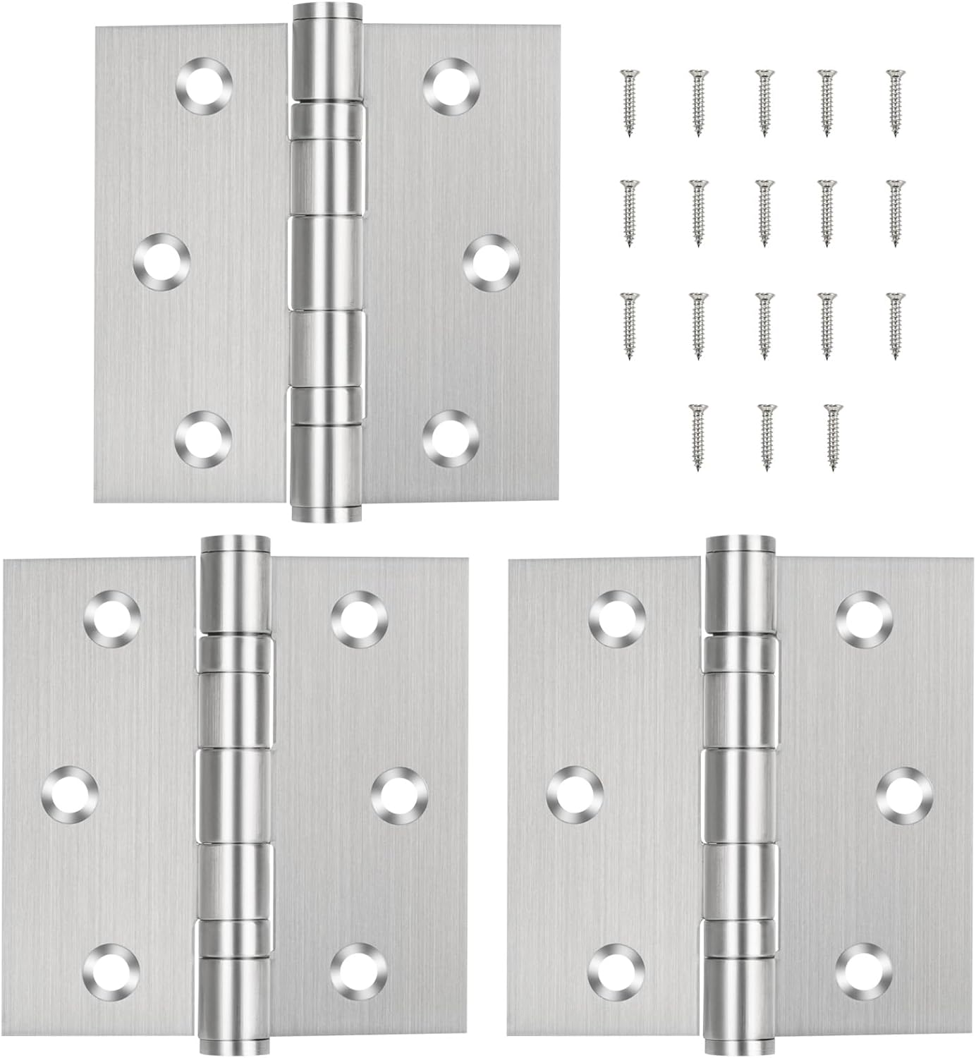 304 Stainless Steel Door Hinges 3 Inch Home Furniture Hardware Ball Bearing for Door Case Lid Wooden Box Chest 3 Pack (Silver)