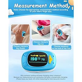 Children Fingertip Pulse Oximeter Blood Oxygen Saturation Monitor for Child Kids Portable Oxygen Monitor with OLED Screen Included 2AAA Batteries
