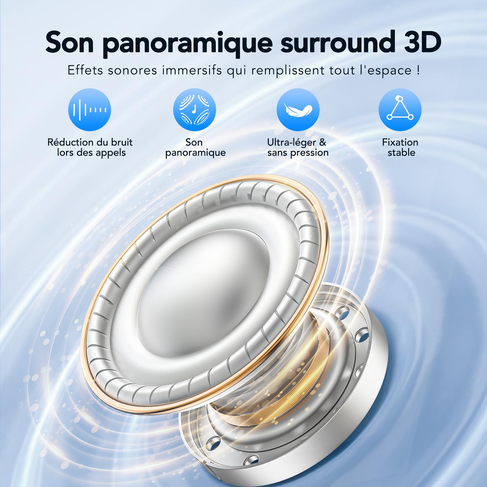NE32 Ecouteur Traducteur Instantané,150 langues et 9 modes de traduction,Traduction vocale instantanée,48H Autonomie,Microphone antibruit ENC.Écouteurs sans fil AI Bluetooth 6.0 pour voyage/études.