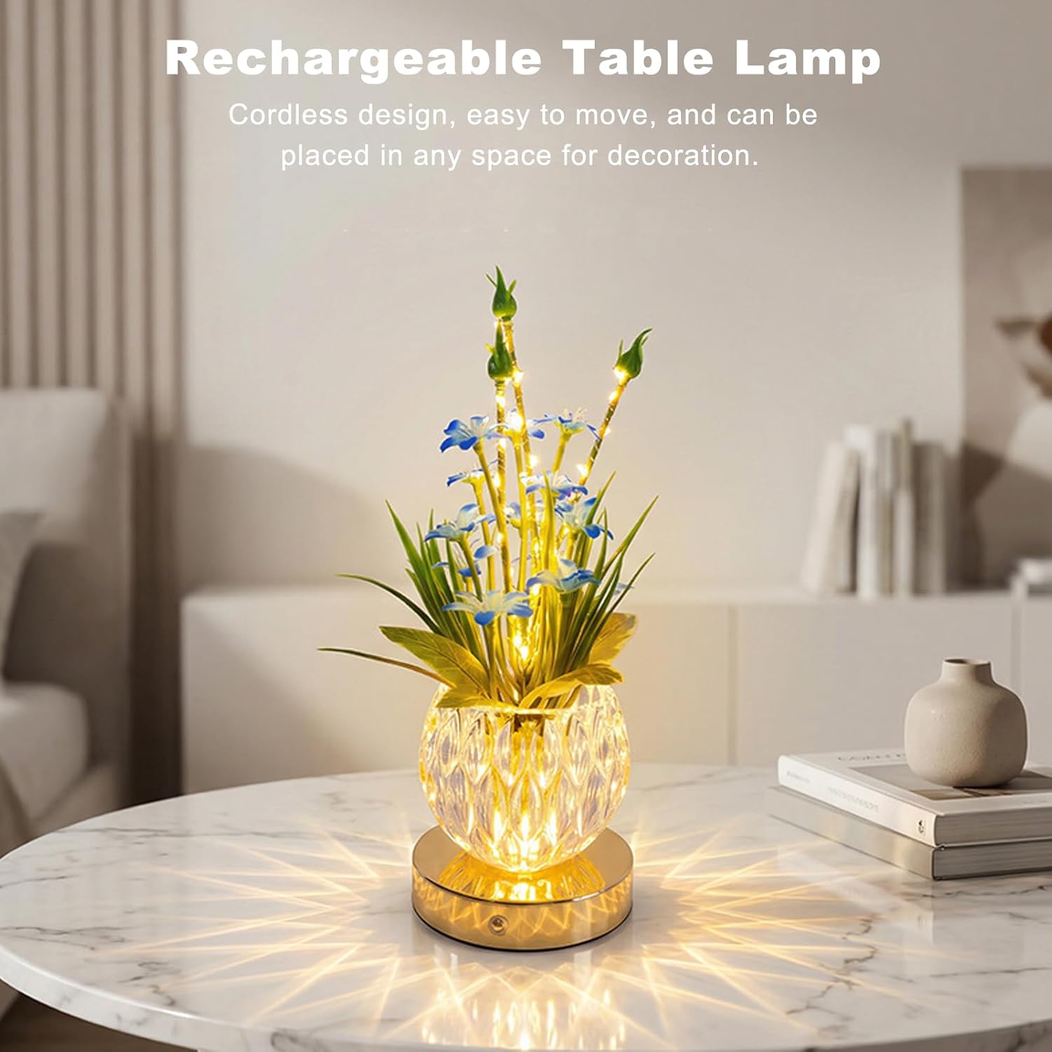 Lily Flower Lamp, Rechargeable Artificial Flower Table Lamp with 3 Color Temperature, Dimmable Touch Cordless Lamp for Bedroom Room Home Decor, Birthday Mother's Day Gift for Mom Grandma Women (Lily)