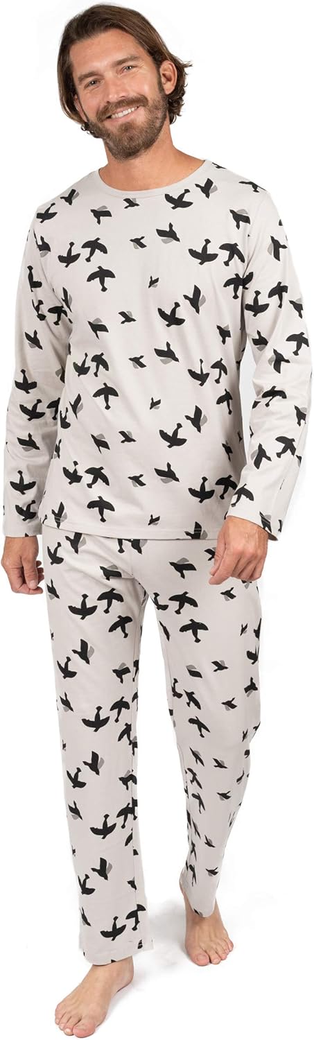 Leveret Mens Pajamas Loose Fitted 2 Piece Pajama Set 100% Cotton (Size Small-XX-Large)
