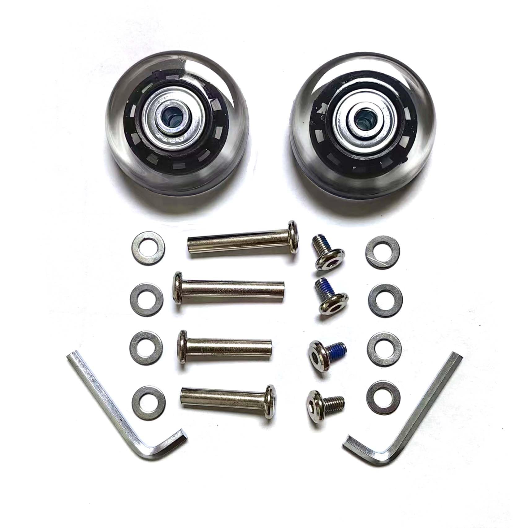Set di 2 ruote nere e trasparenti, 40/45/50/60/70/75 mm, resistenti all'usura, con ABEC 6 mm, 608zz, kit di riparazione per pattini in linea (45 x 6 x 18 mm/1,77 x 0,24 x 0,7 pollici)