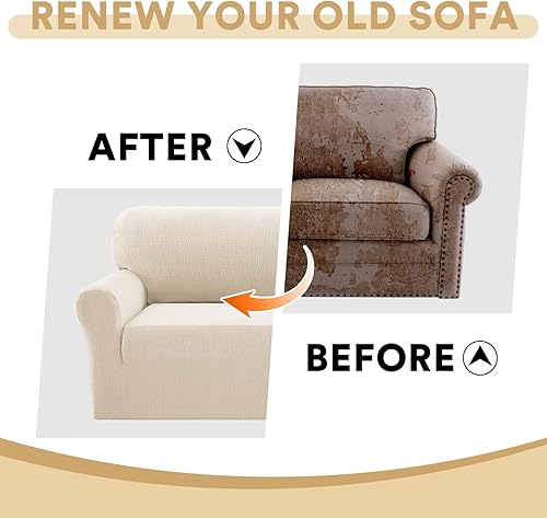 Miniatura 6 de PrinceDeco Funda de sofá impermeable doble para sofás y sofás, funda elástica para silla antideslizante, lavable, protector de muebles a prueba de