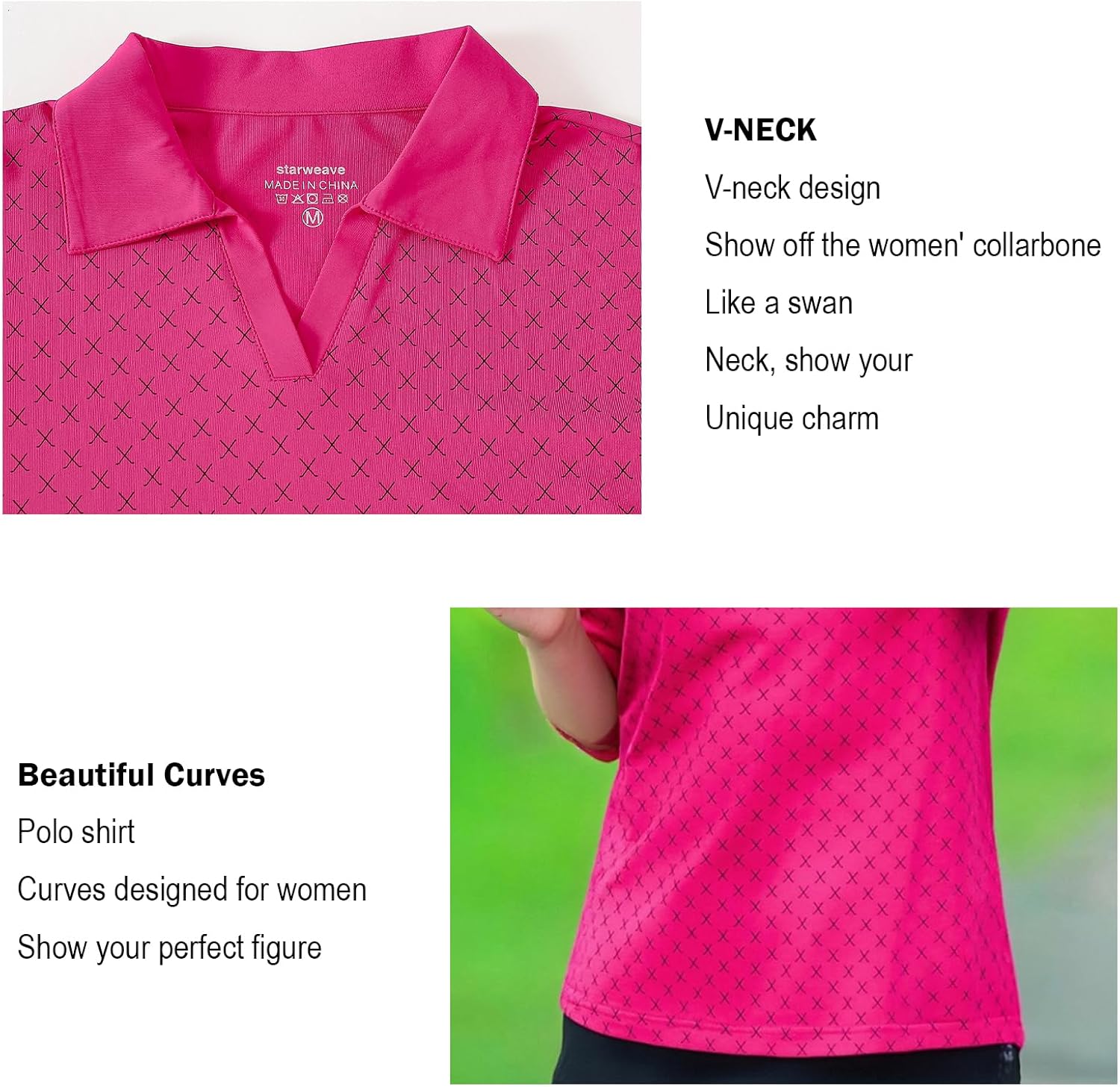 Women's Golf Shirts Long Sleeve V Neck UPF50+ Quick Dry Collared Workout Tops Casual Tennis Polo Shirts for Women - Image 5