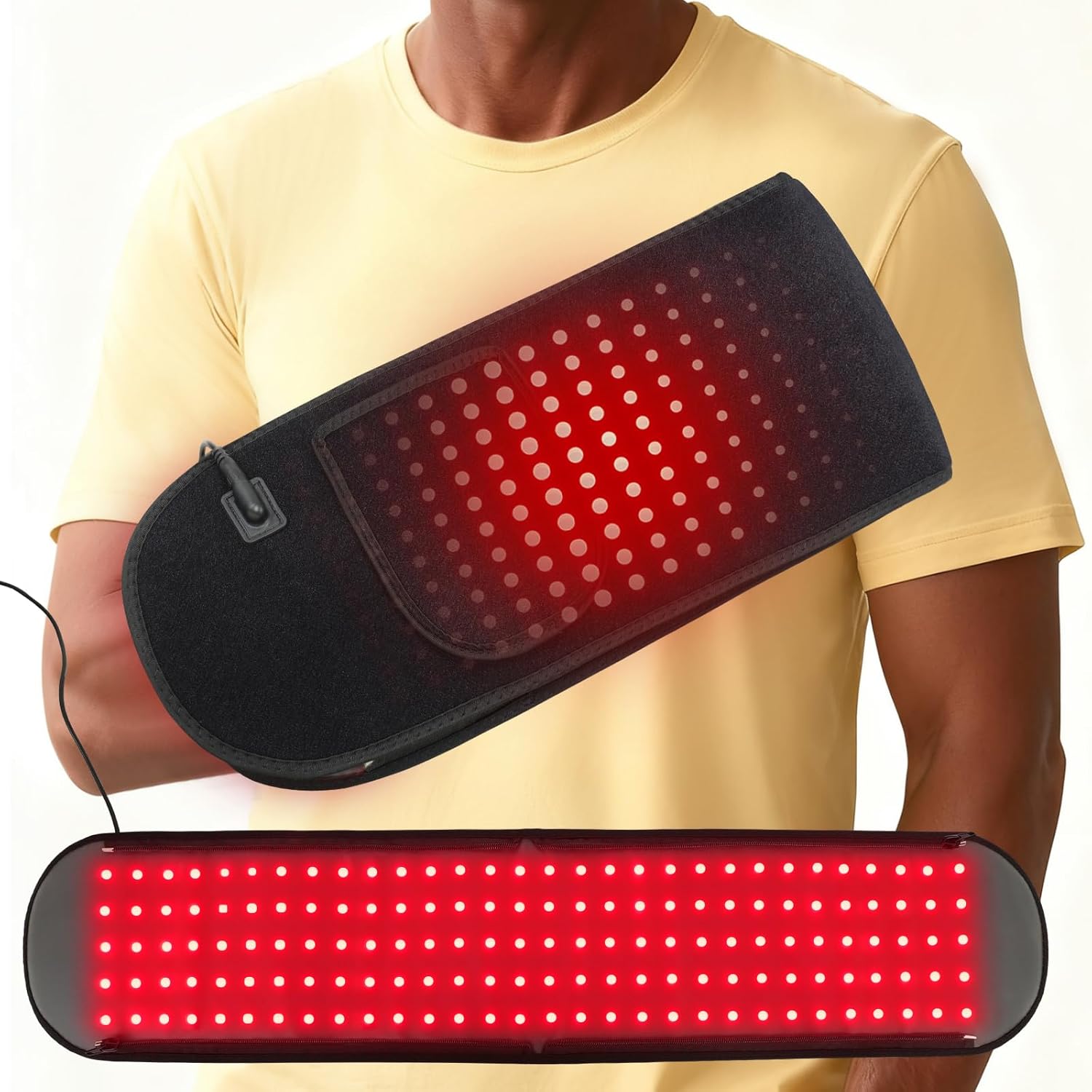 Red Light Therapy for Hands & Wrists, 360° Dual-Sided 150 LEDs Heated Gloves with Auto-Off Timer, Near Infrared Belt for Body, Waist, Finger, Palm, Elbow & Joint, 660nm & 850nm