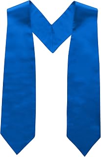 TopTie Unisex Graduation Stole Plain Color Graduation Honor Stole for Adult- Blue 58" Long