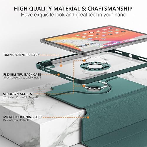 Miniatura 5 de Funda giratoria para iPad (A16) 11 generación de 11 pulgadas 202510 generación de 10.9 pulgadas 2022 con soporte para lápices, cubierta protectora