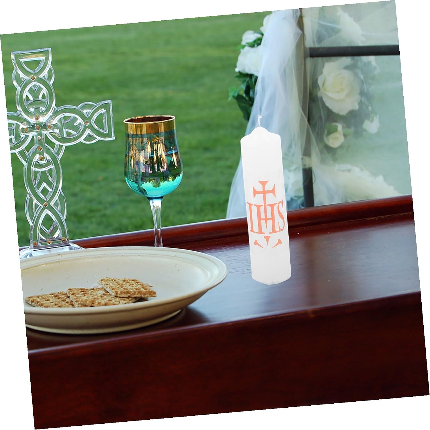 Baptism Prayer Candle White Plush Lettering Soy Wax Religious Candle for Sacramental Ceremony and Home Décor