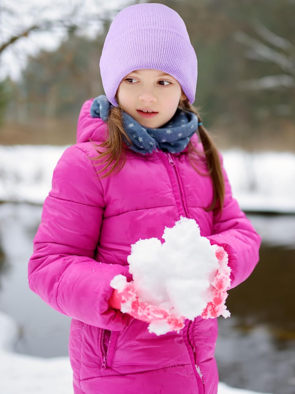JaGely 100 Pcs Kids Beanies Hats and Gloves Set Bulk for Girls Boys Winter Warm Knitted Beanies Anti-slid Gloves with Grips