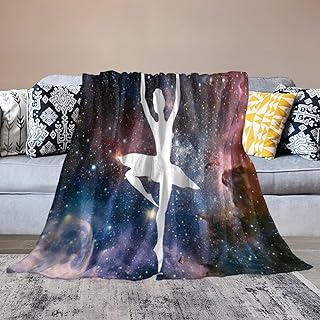 Gymnastics Ballet Throw Blanket for Girls Kids Starry Sky Flannel Blanket Home Room Decor for Gymnasts Lovers Stars Galaxy Fleece Blanket Purple Nebula Outer Space Bed Blanket