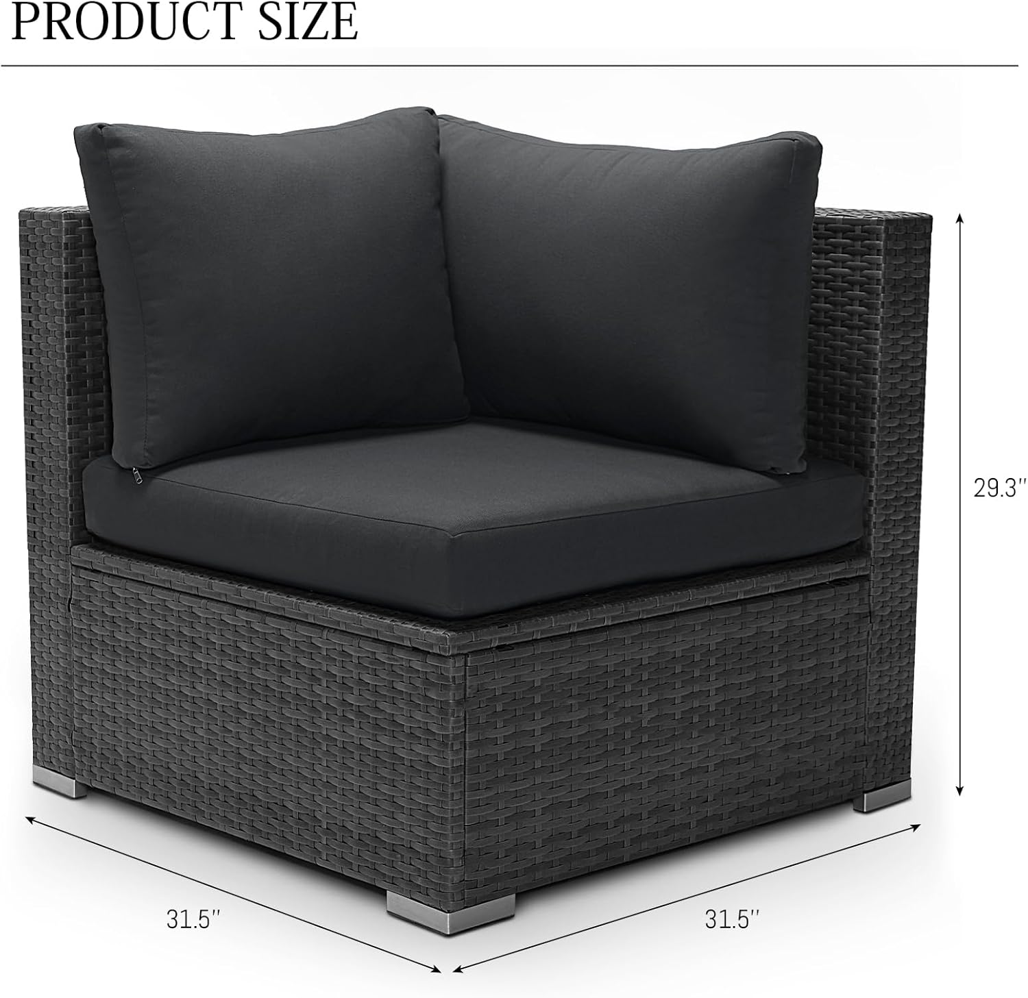 BULEXYARD 1 Piece PE Rattan Patio Furniture Corner Sofa with Thick Cushions Outdoor Wicker Seating for Backyard, Deck, Garden, Balcony (Dark Grey)