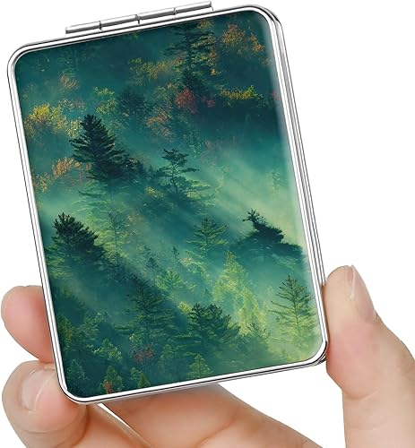 Miniatura 86 de Espejo de bolsillo, pequeño espejo de viaje con aumento, espejo cosmético portátil de doble cara con aumento para uso diario (mármol azul)