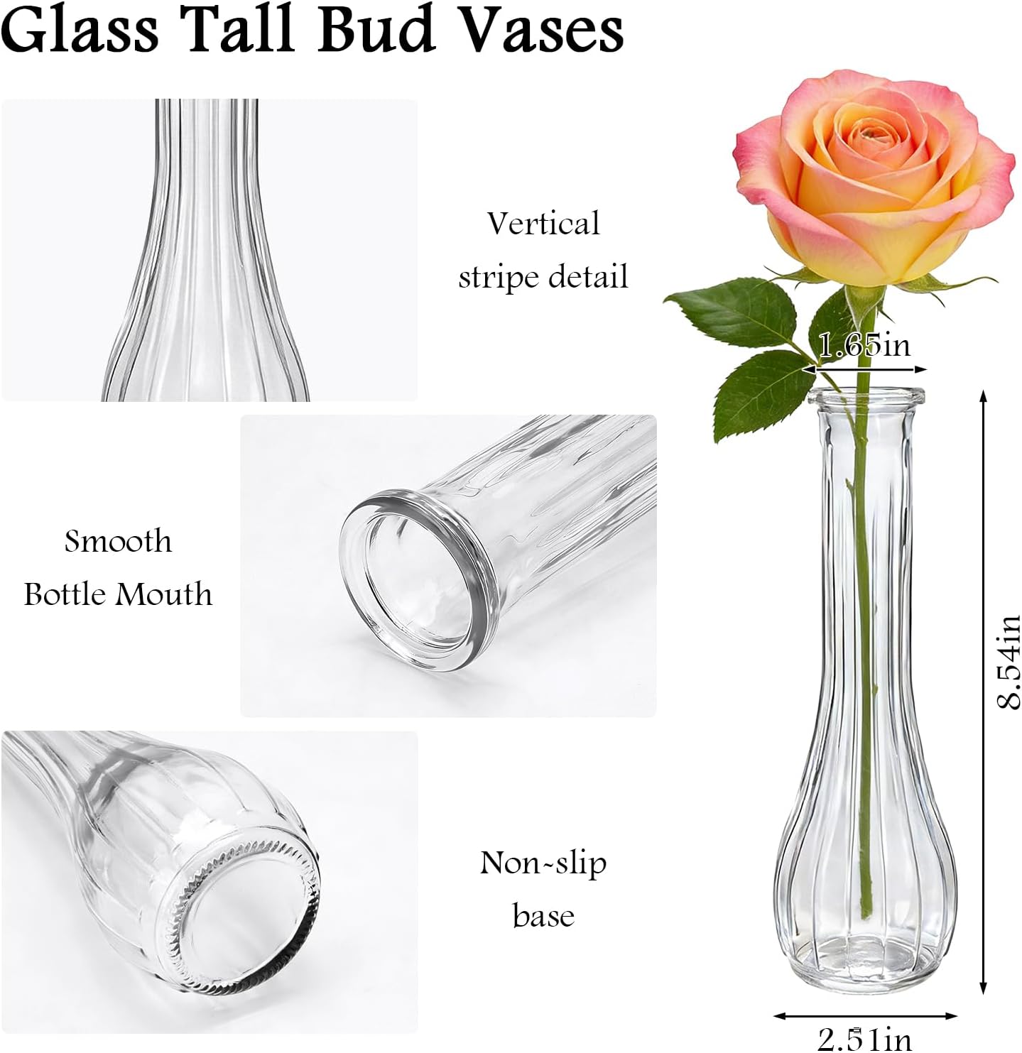 Glass Vases for Centerpieces, 12 Pack Clear Flower Vases for Wedding Decorations and Indoor Home Decor, Hurricane Candle Holder for Table Shelf, Party