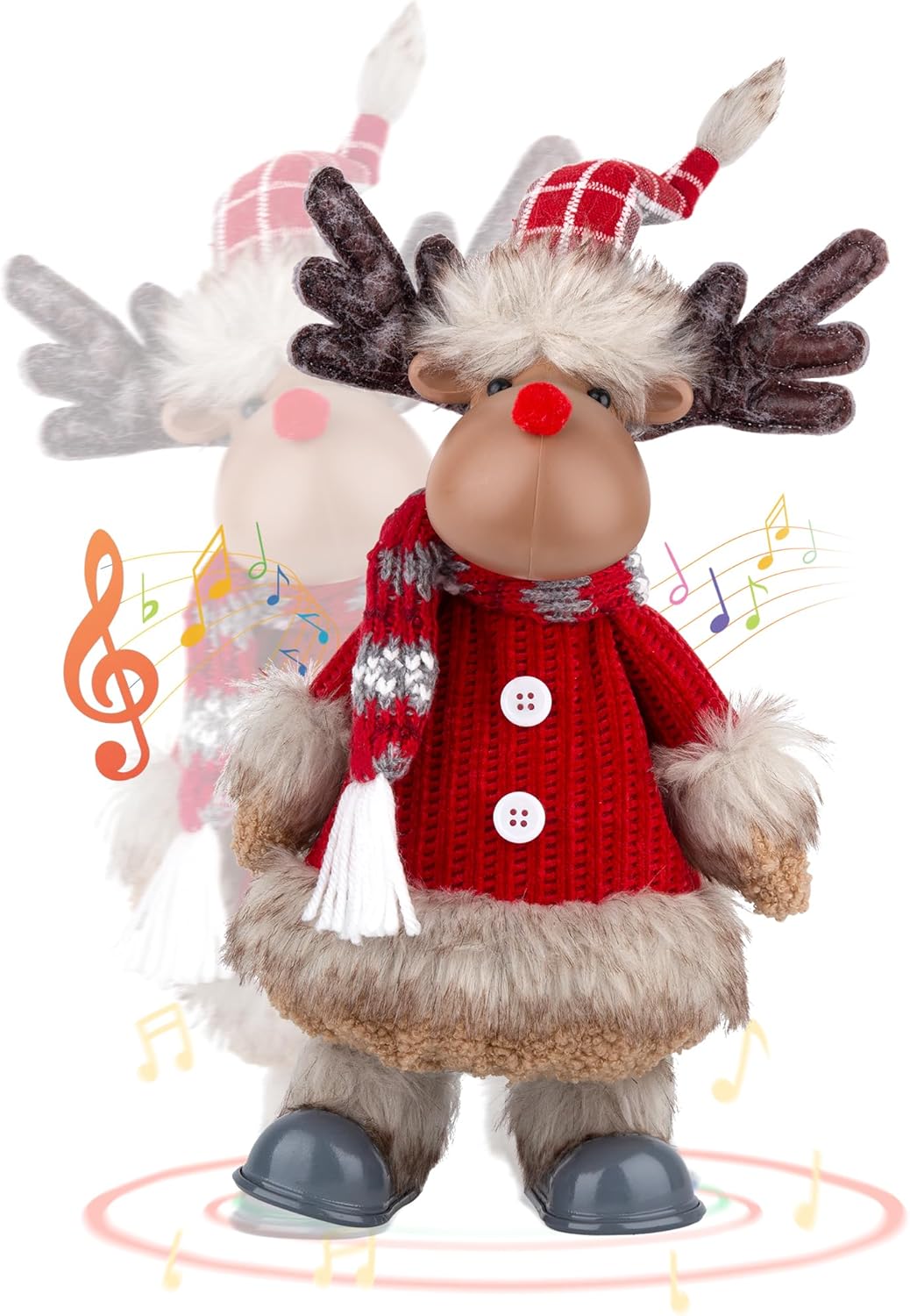 Electric Reindeer with Singing, Dancing, Christmas Animatronics Musical Reindeer, Christmas Plush Doll, Xmas Gift & Indoor Festive Decoration