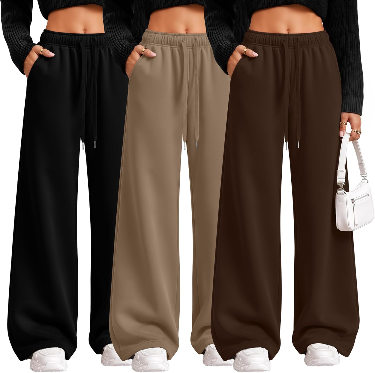 Riyiper 3 Pack Women's Wide Leg Sweatpants Baggy Lounge Pants