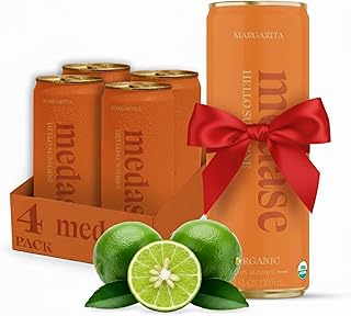 MEDASE Margarita "Hello Sunshine" Non-Alcoholic Mocktail (12oz 4 Pack) Authentic Taste, Healthy and Organic Drink, Alcohol Free Beverage, Low Calorie, Gluten Free, Vegan, GMO Free