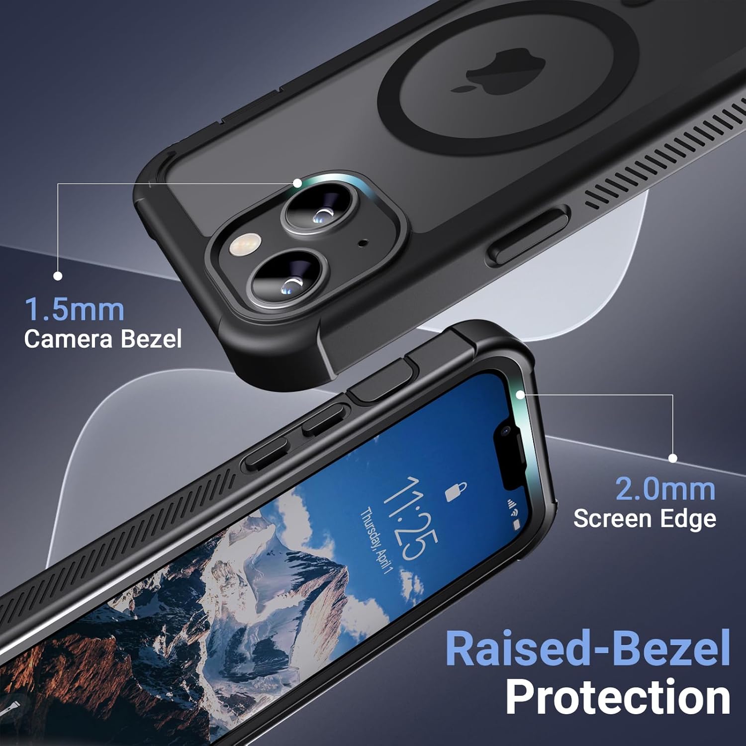 Magnetic for iPhone 13/14/15 Case with Screen Protector, [Compatible with MagSafe][Military Grade Drop Protection][Heavy Duty Protection][Shockproof] 2-Layer Durable Bumper Phone Case 6.1''-Black - Image 5