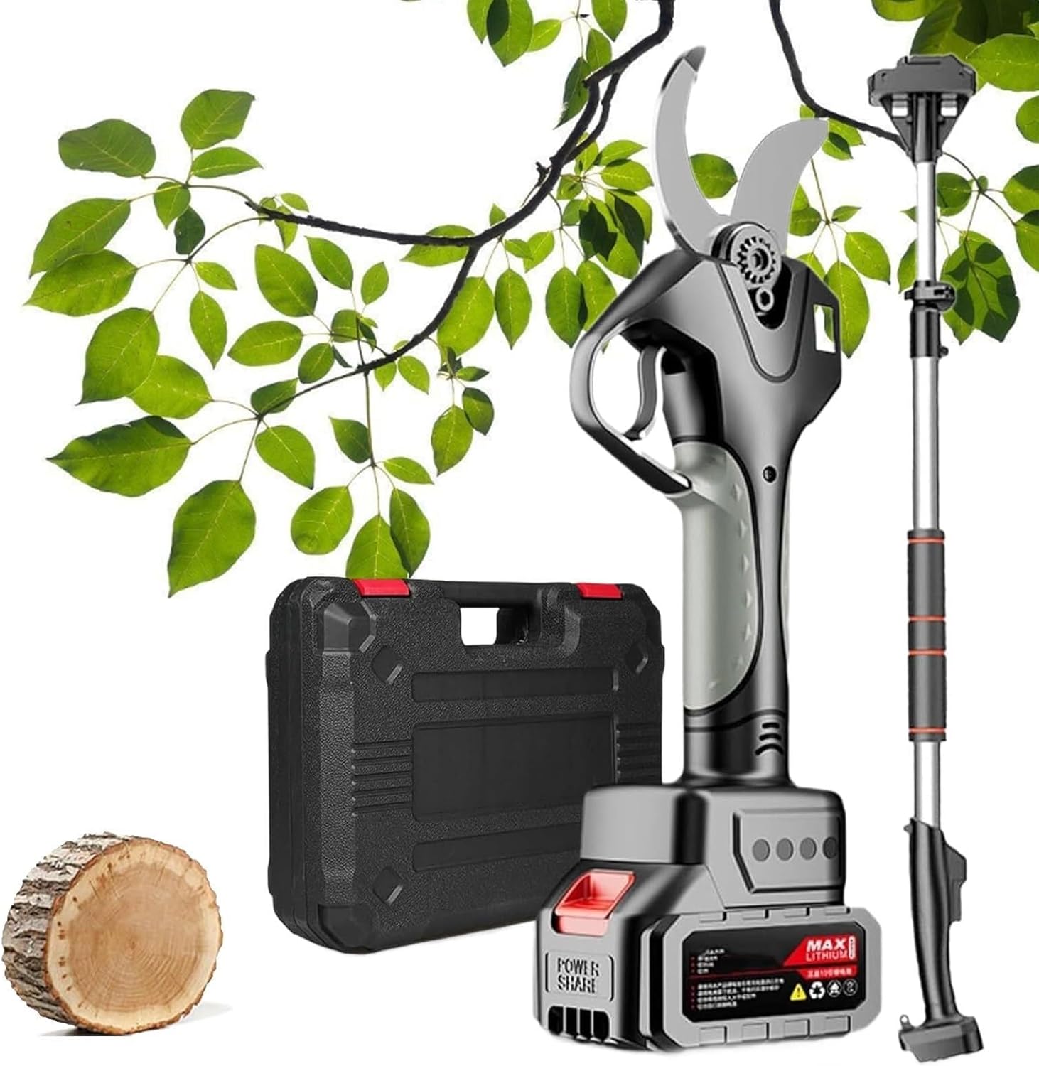 Electric Pruning Shears for Yards and Orchards, Brushless Motor with Extension Rod, Ergonomic Design for Effortless Trimming and Pruning