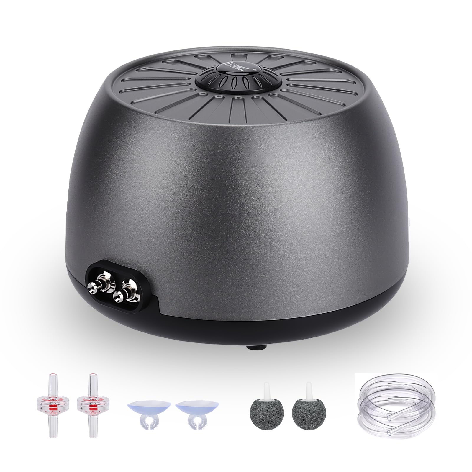 hygger Aquarium Air Pump Quiet <35 DB Fish Tank Air Pump with 2 Outlets, 5W/8W Adjustable Aquarium Oxygen Aerator with Air Stone Accessories