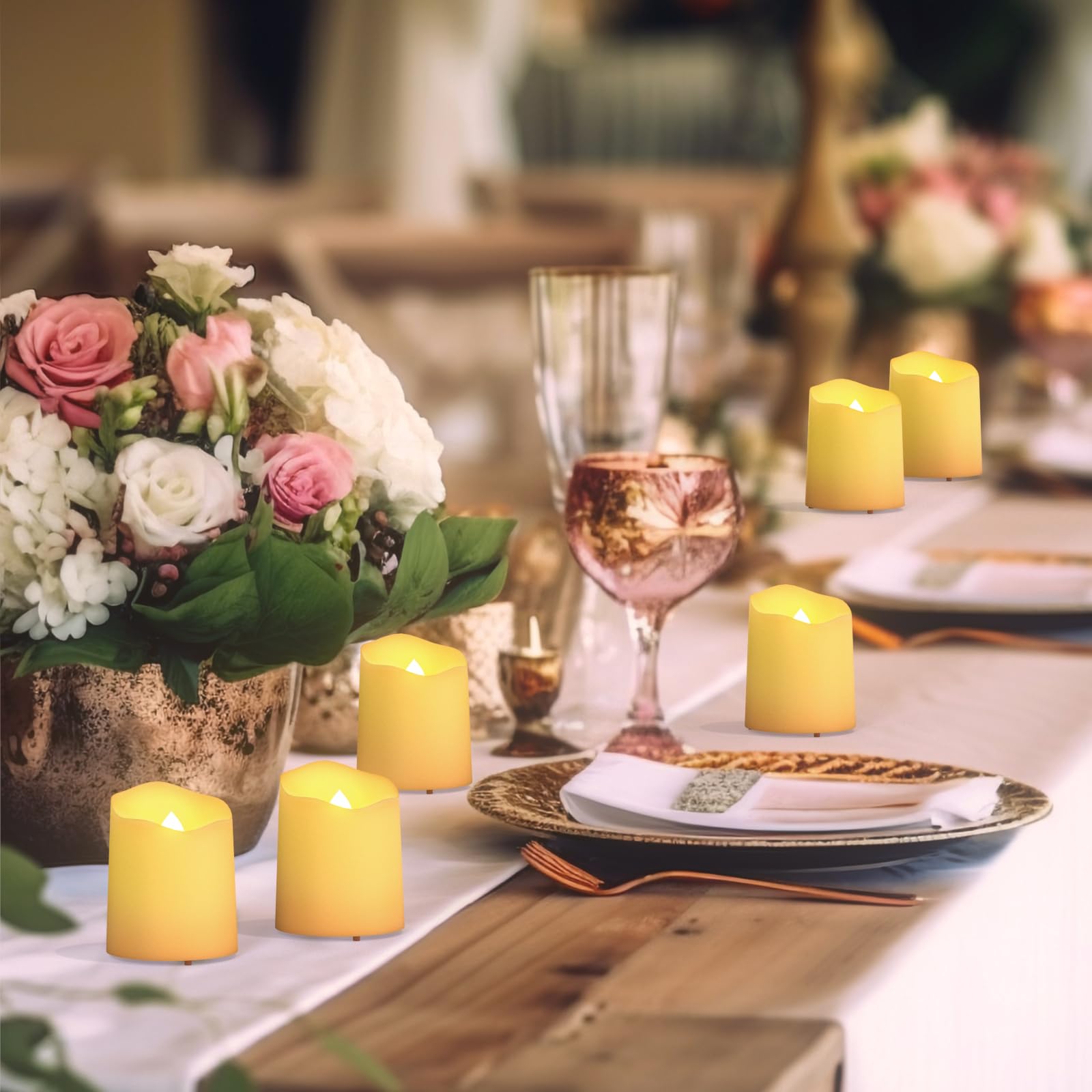 PChero Paquete de 2 velas LED recargables sin llama con temporizador remoto, luces de vela parpadeantes a pilas con cable de carga USB para decoración del hogar, festival