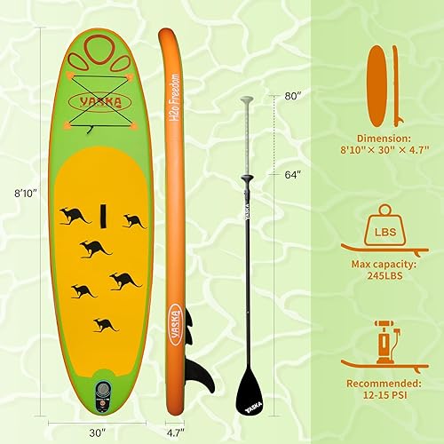 Miniatura 2 de Tabla de remo inflable para niños con accesorios de tabla de remo SUP, bomba de mano, paleta de aluminio ajustable, cubierta antideslizante, correa,