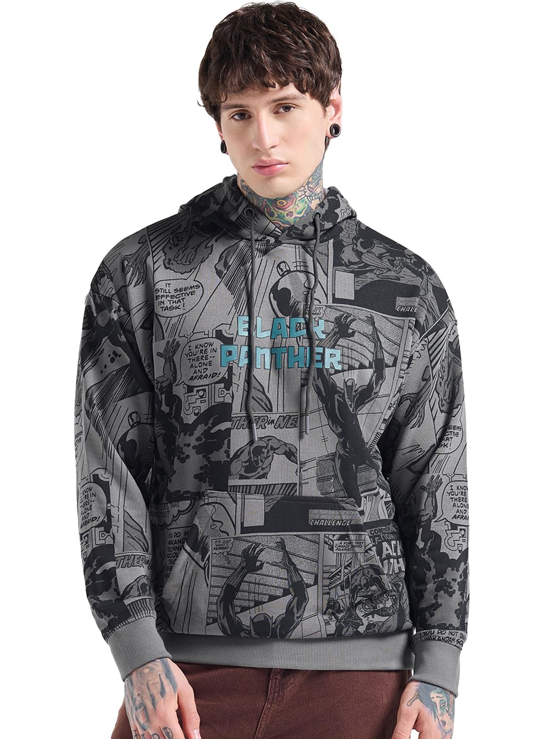 Sweat à capuche Marvel Black Panther en coton mélangé de qualité - 8