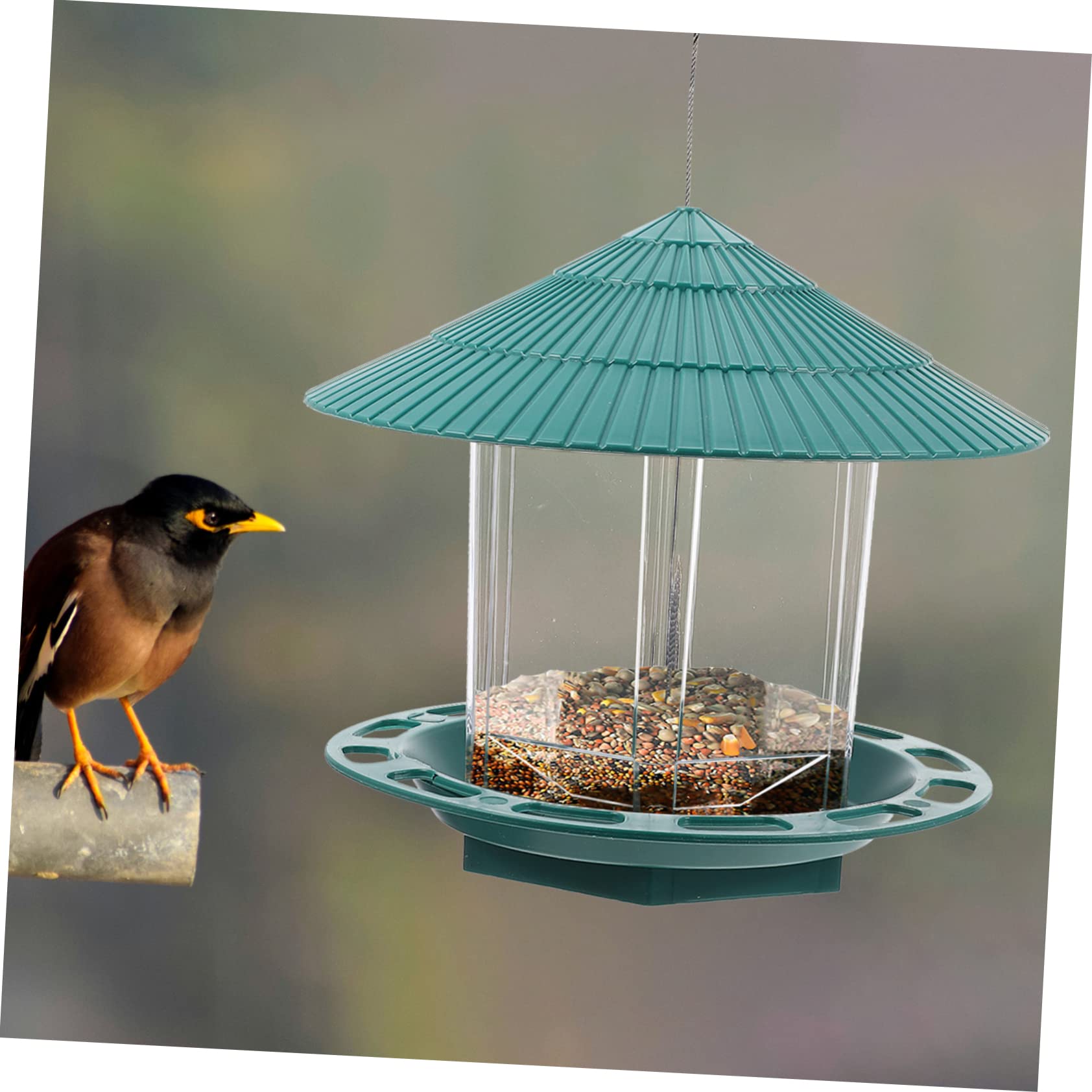 Transparenter Vogelfutterspender für Wasserdichter Vogelfutterbehälter aus Kunststoff Futterstation für Wildvögel im Garten Aufzuhängen für Ganzjährige Fütterung