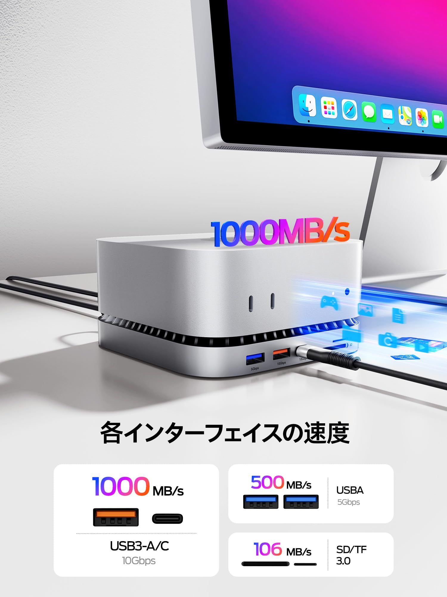 Amazon | Mac Mini M4 対応ハブ MOVE SPEED USB-Cハブ 【10-in-1