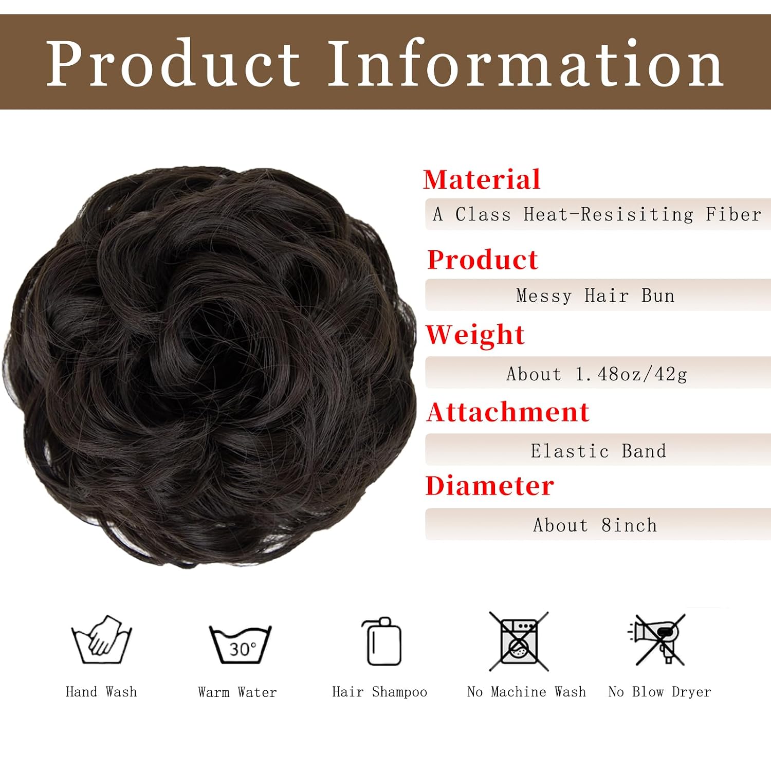 2PCS Messy Bun Hair Piece Wavy Curly Thick Updo Hairpiece Synthetic Chignon Hair Bun Scrunchies Extension for Women