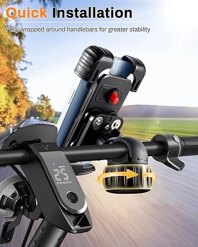 Miniatura 2 de JUSTTOP Soporte de teléfono para motocicleta con amortiguador de vibraciones y abrazadera de manillar mejorada, soporte de teléfono para bicicleta