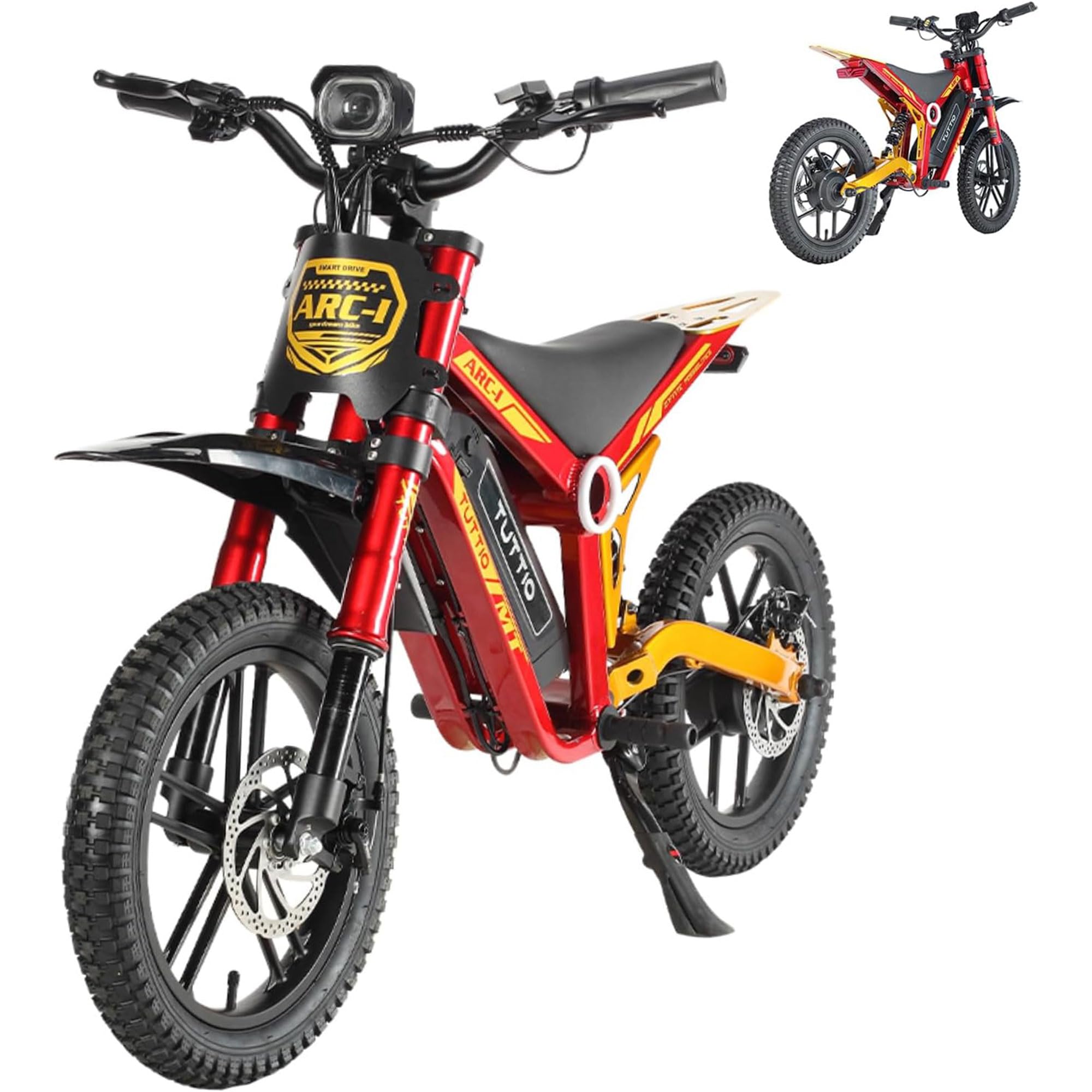 ARC-I Kids-Electric-Bike for Age 5-8, 25Miles Long-Range Electric-Motorcycle, 750W, 36V 13Ah Battery, 5-Speed Modes Electric-Dirt-Bike, 22MPH Fast E-Bike, 16" Off-Road Tires Ride on Toys for Big Kids
