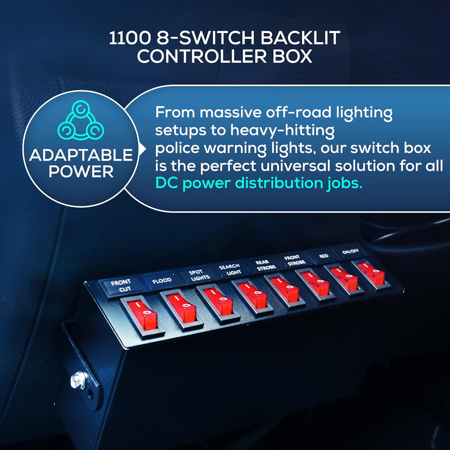 Ultra Bright Lightz 1100 8-Switch Backlit Controller Box | Emergency Vehicle Strobe Warning Lights | Siren | Speaker