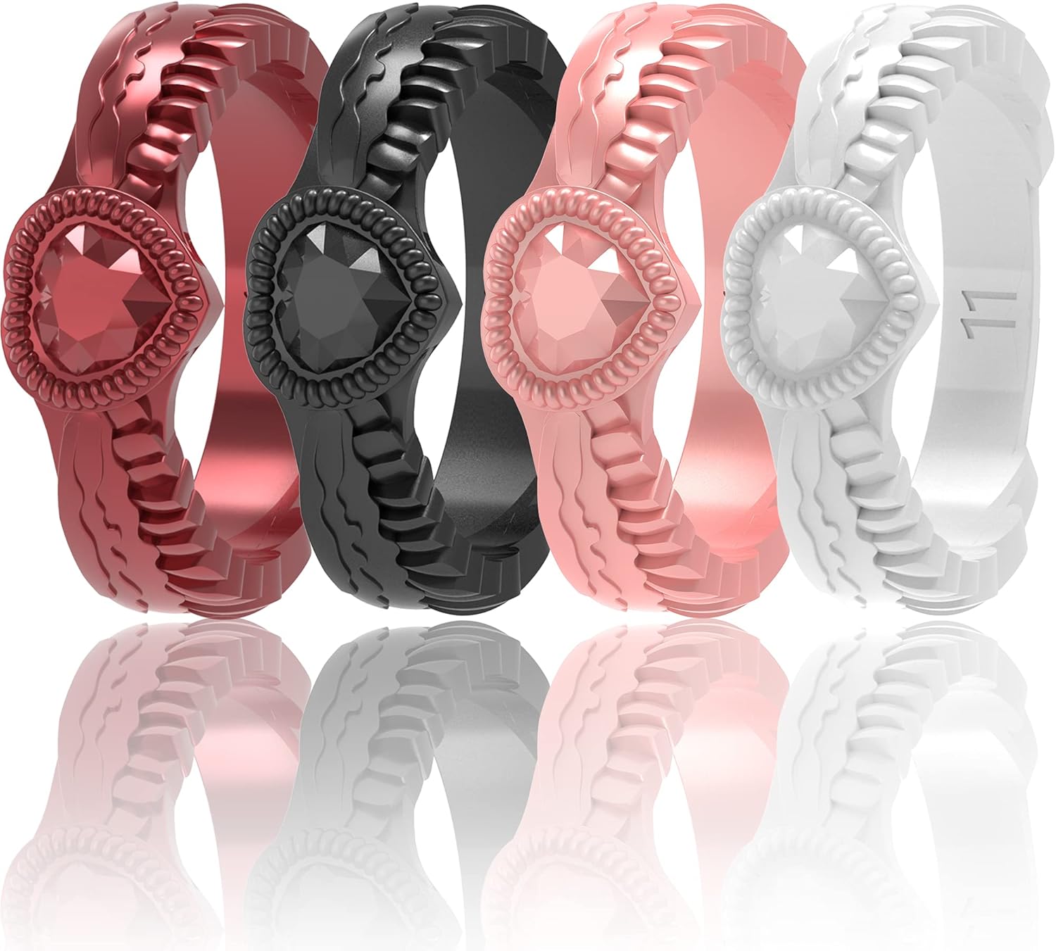 Zollen Silicone Wedding Rings for Women 4/7 Packs Stackable Silicone