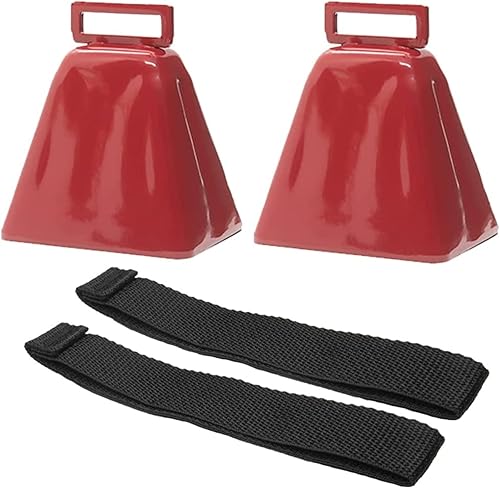 Bevin Bells Campanas de vaca de larga distancia de 10 libras (rojo y rojo)  Campanas de Navidad  Hecho de acero  Fabricantes de ruido fuerte  con