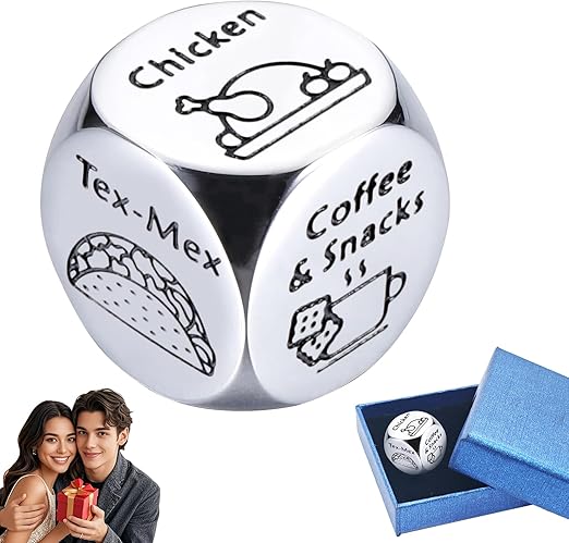 Food Decision Dice for Couples - Birthday Anniversary Steel Gifts for Him & Her, Funny Date Night Dinner Dice for Couples, Wedding & Date Nights Gifts for Men and Women