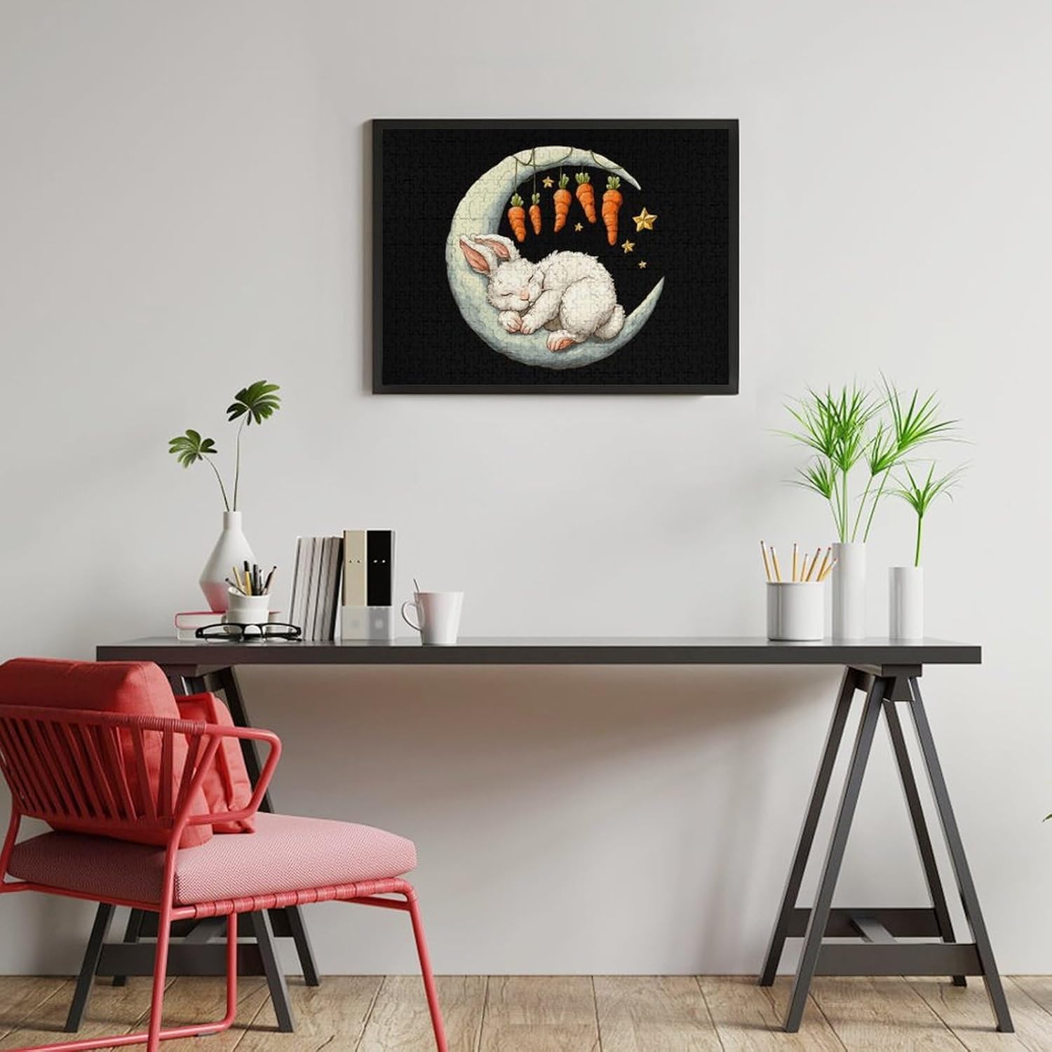 Rabbits On The Moon Puzzles for Adults 500 PCS Wooden Jigsaw Puzzle Wall Decor Christmas