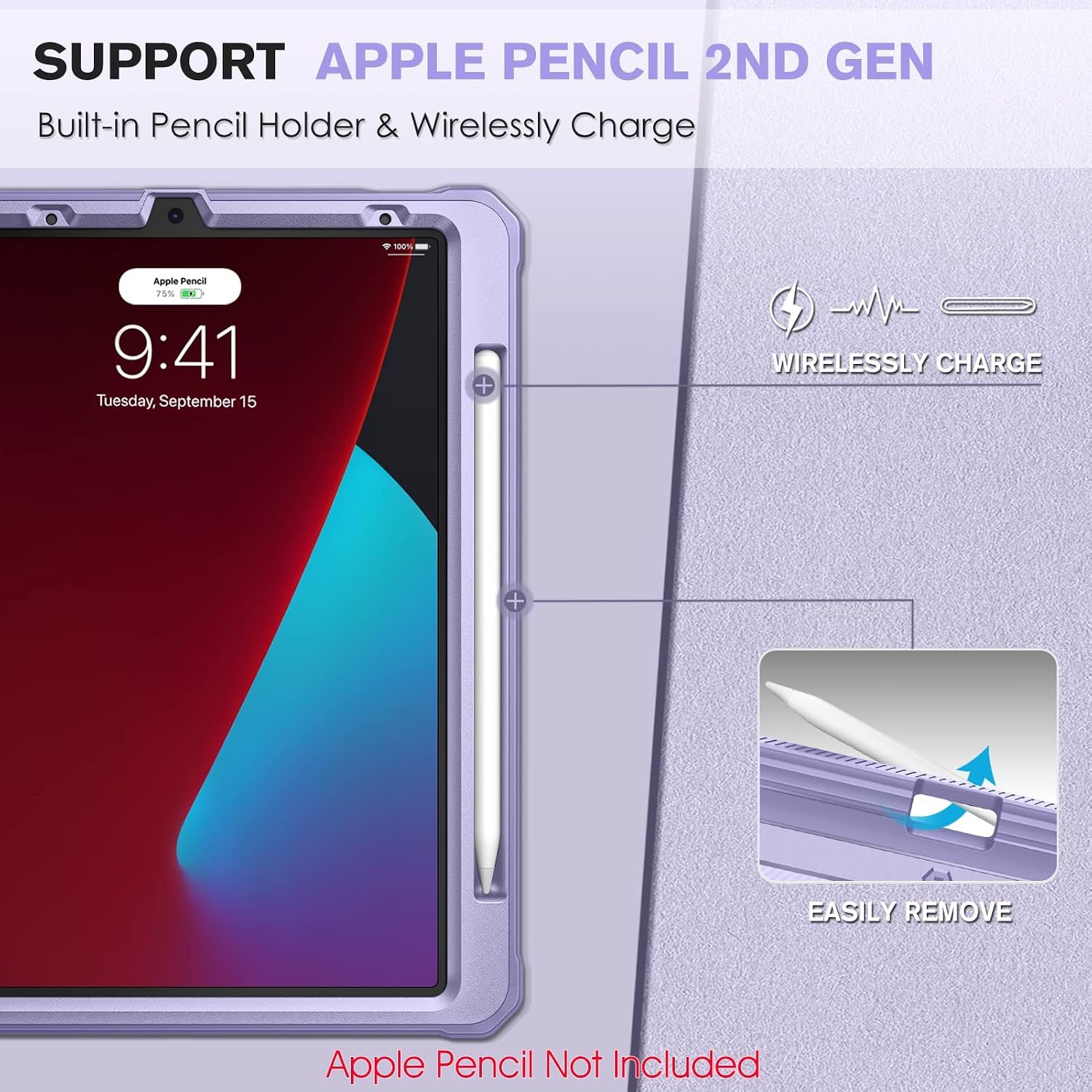 Fintie Shockproof Case for iPad Air 5th Generation (2022) / iPad Air 4th Gen (2020) 10.9 Inch, Tuatara Rugged Heavy Duty Protective Kickstand Cover with Screen Protector & Pencil Holder, Lilac Purple
