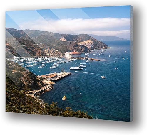 XEAJPJMGBQ Arte de pared de vidrio acrílico templado avalon puerto santa catalina isla puerto stock imágenes libres de derechos Obras de arte