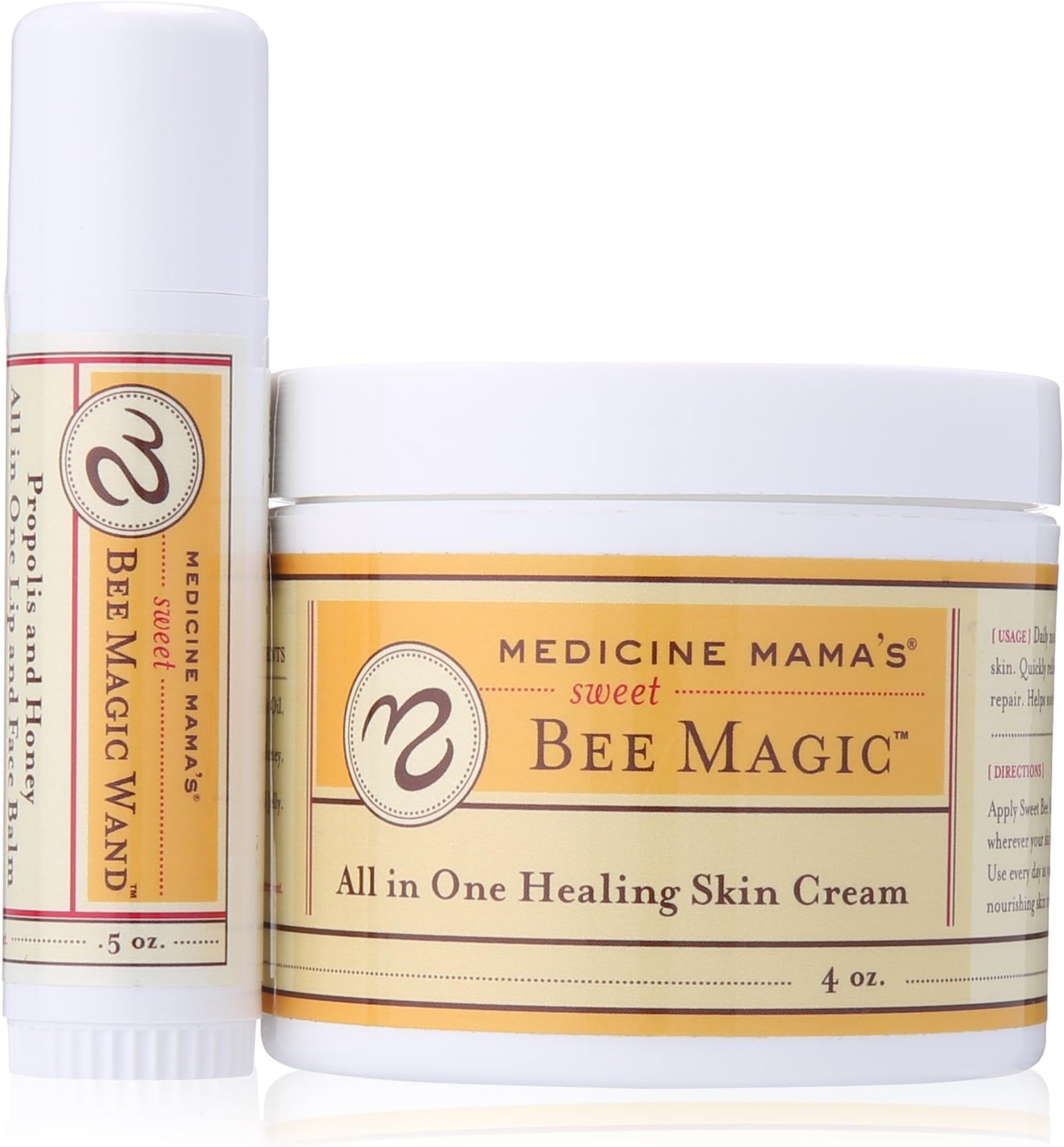Medicine Mama's Apothecary Sweet Bee Magic and Lip Balm, Organic Skincare Set, 4.5 Ounce