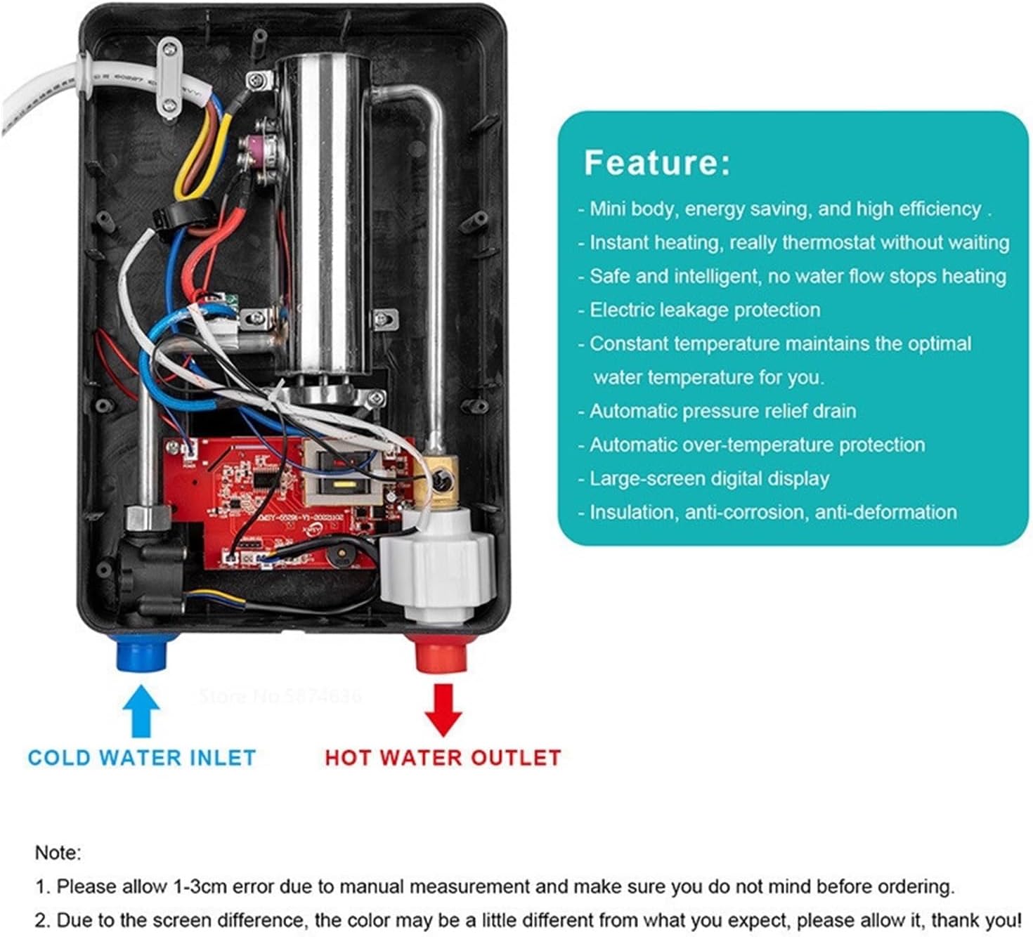 【関税込み】インスタント電気温水器シャワー浴室の蛇口キッチン水道給湯器 6500 ワットデジタル表示温度オートマチック 高效节能
