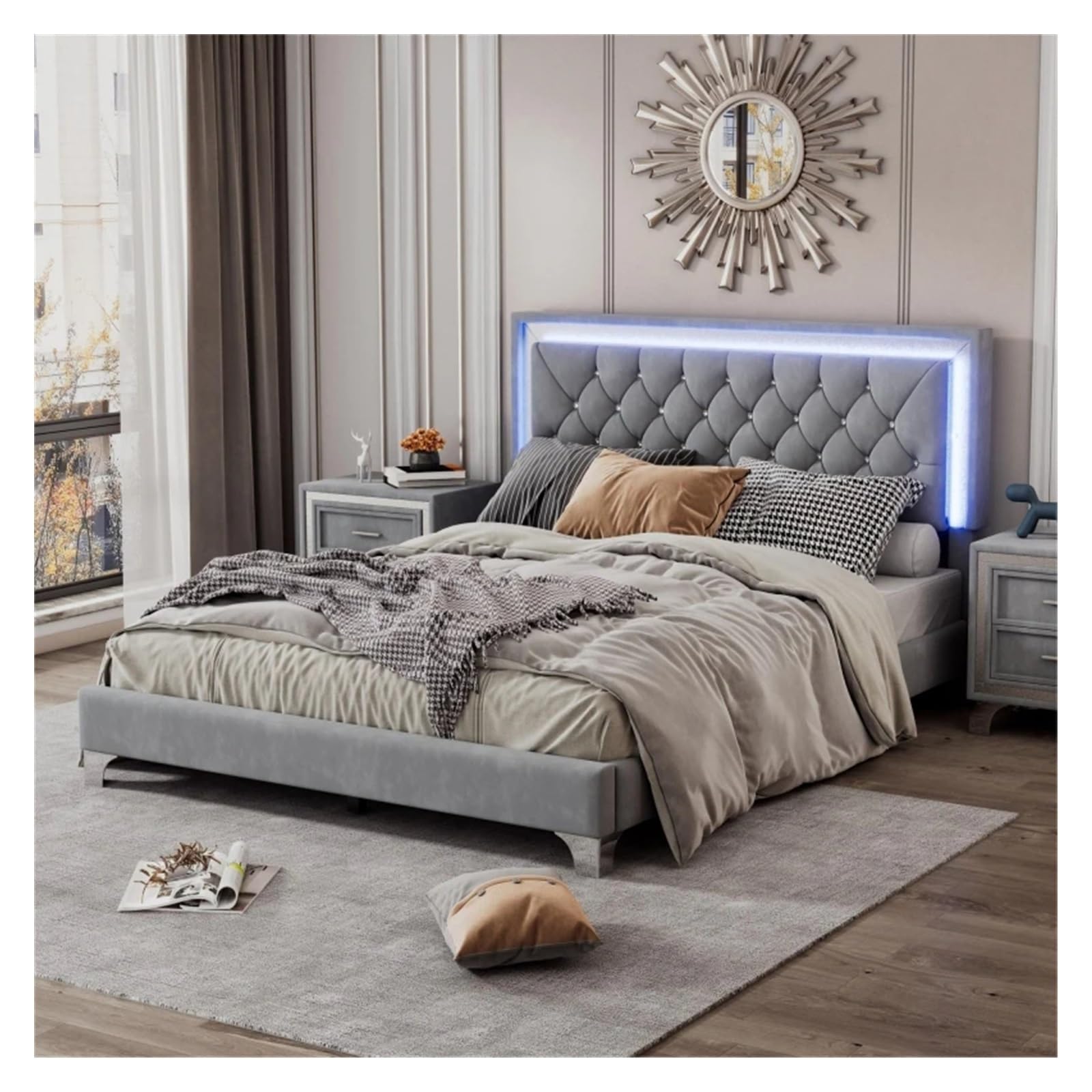 Cama 140x200 Con Cajones KOMHTOM - Cama Con Compartimento Para Cama, Cama  Doble Acolchada Con Cabecera, Cama, image size:1600x1600