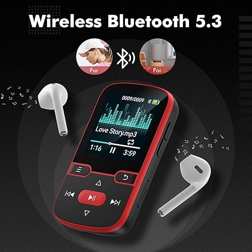 Miniatura 2 de Reproductor de MP3 de 64 GB Bluetooth 5.3 con clip, reproductor de música deportiva de alta fidelidad, reproductor de MP3 de pantalla de 1.5