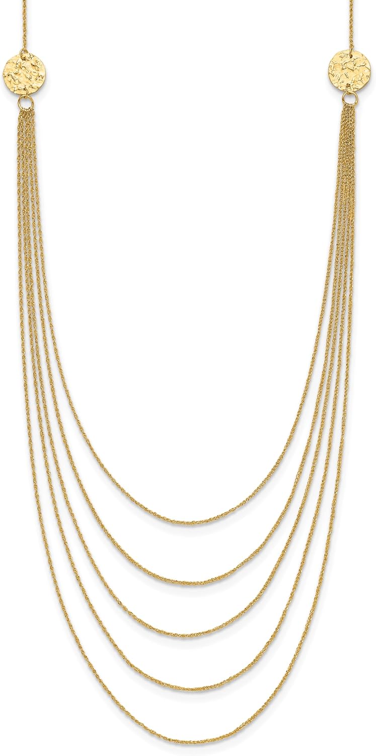 14k Yellow Gold 5 Strand Necklace Fine Jewelry For Women Gifts For Her, 18"