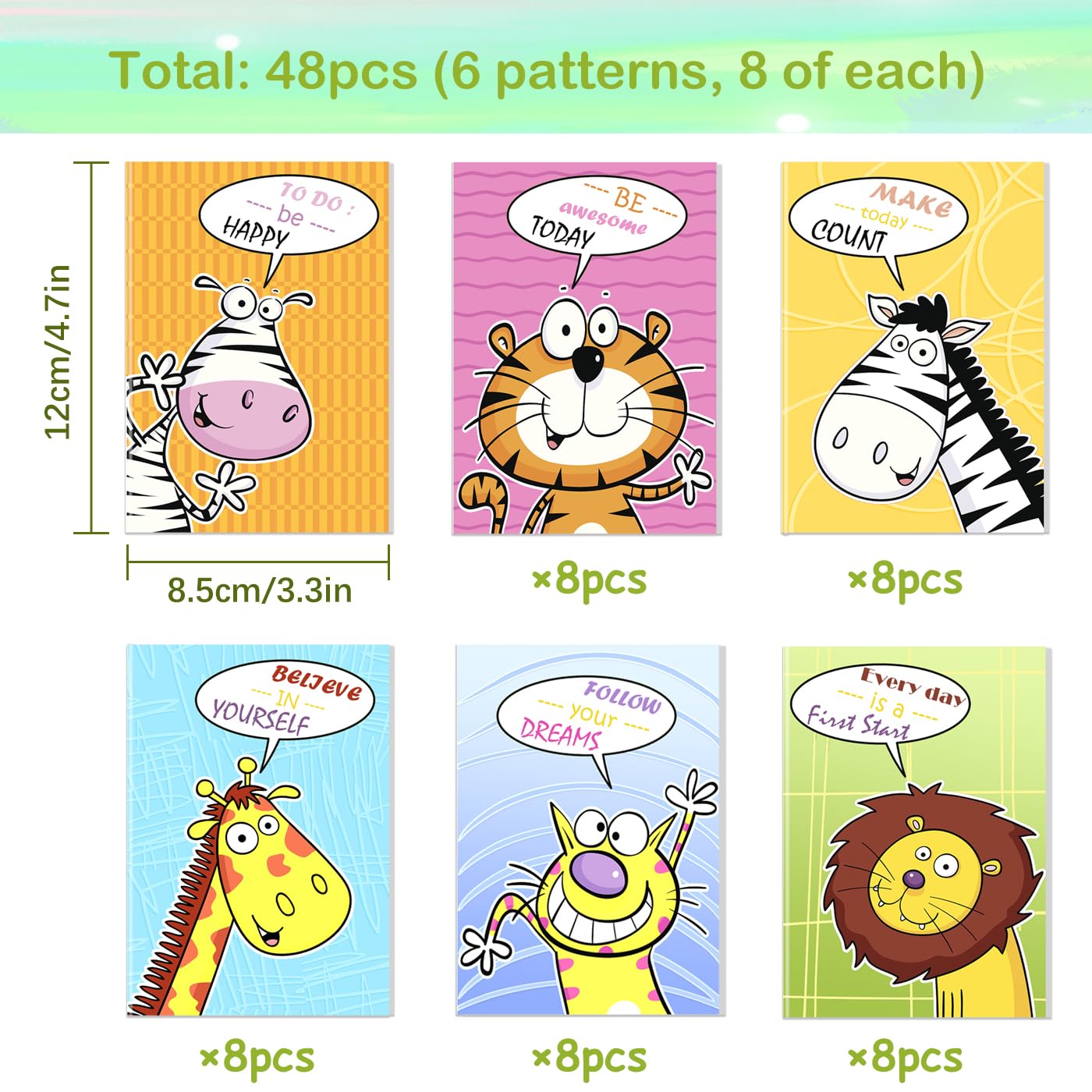 48 Pcs Petit Cahier Note Mignon - Mini Cahiers De Poche Pour Cadeaux Et Prix De Classe (7 X 10.5 Cm)