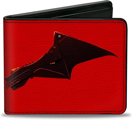 Buckle-Down Cartera Bifold PU The Batman Película Murciélago Alas Desgastado Rojo Negro, Batman