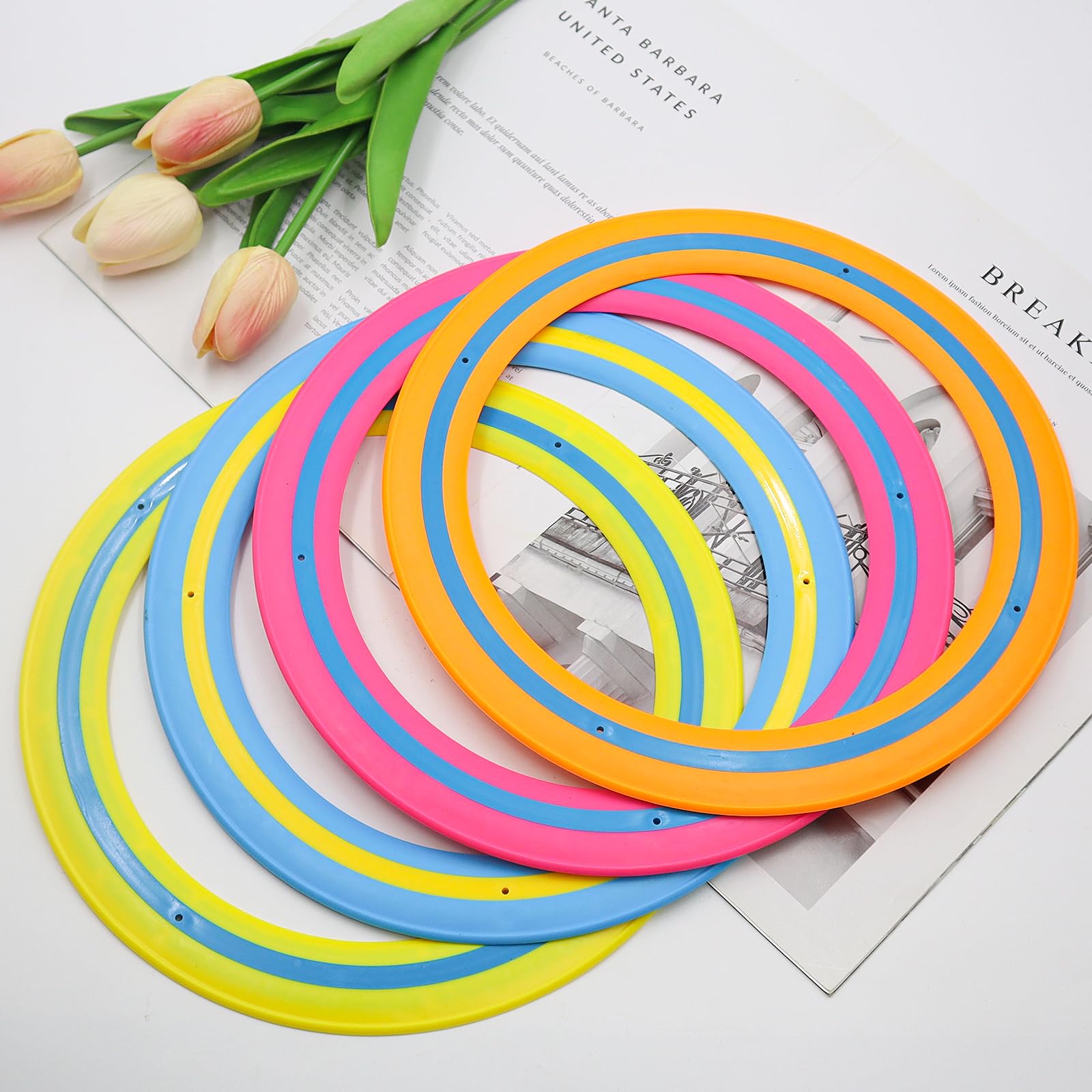 4 Piezas Anillos de Lanzamiento,Anillos de Frisbee,Outdoor Flying Disc 25cm,Juegos de Playa para Niños para la Playa Juegos de Fiesta o Tiempo en Familia(Azul,Naranja,Verde,Rosa Rojo)