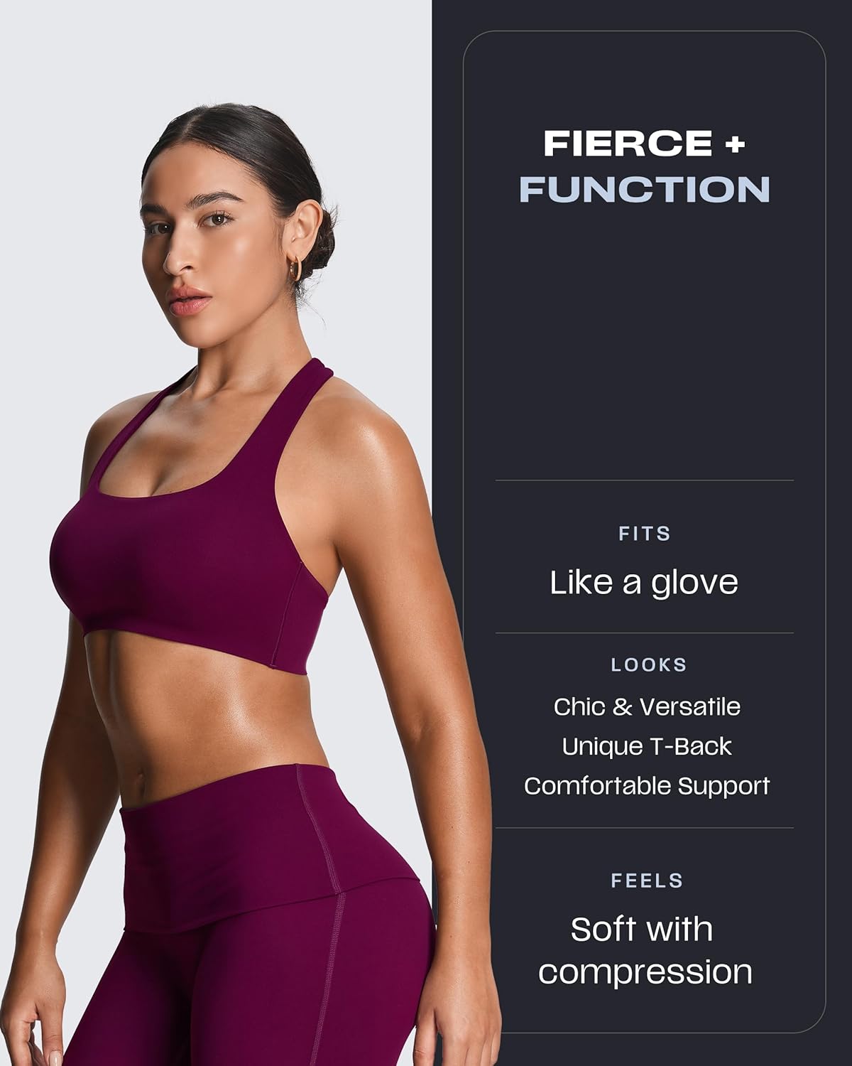 Aoxjox Women's Workout Sports Bras Fitness Training Gym Athlenza T-Back Bra Lumastretch™ Yoga Crop Tank - Image 4