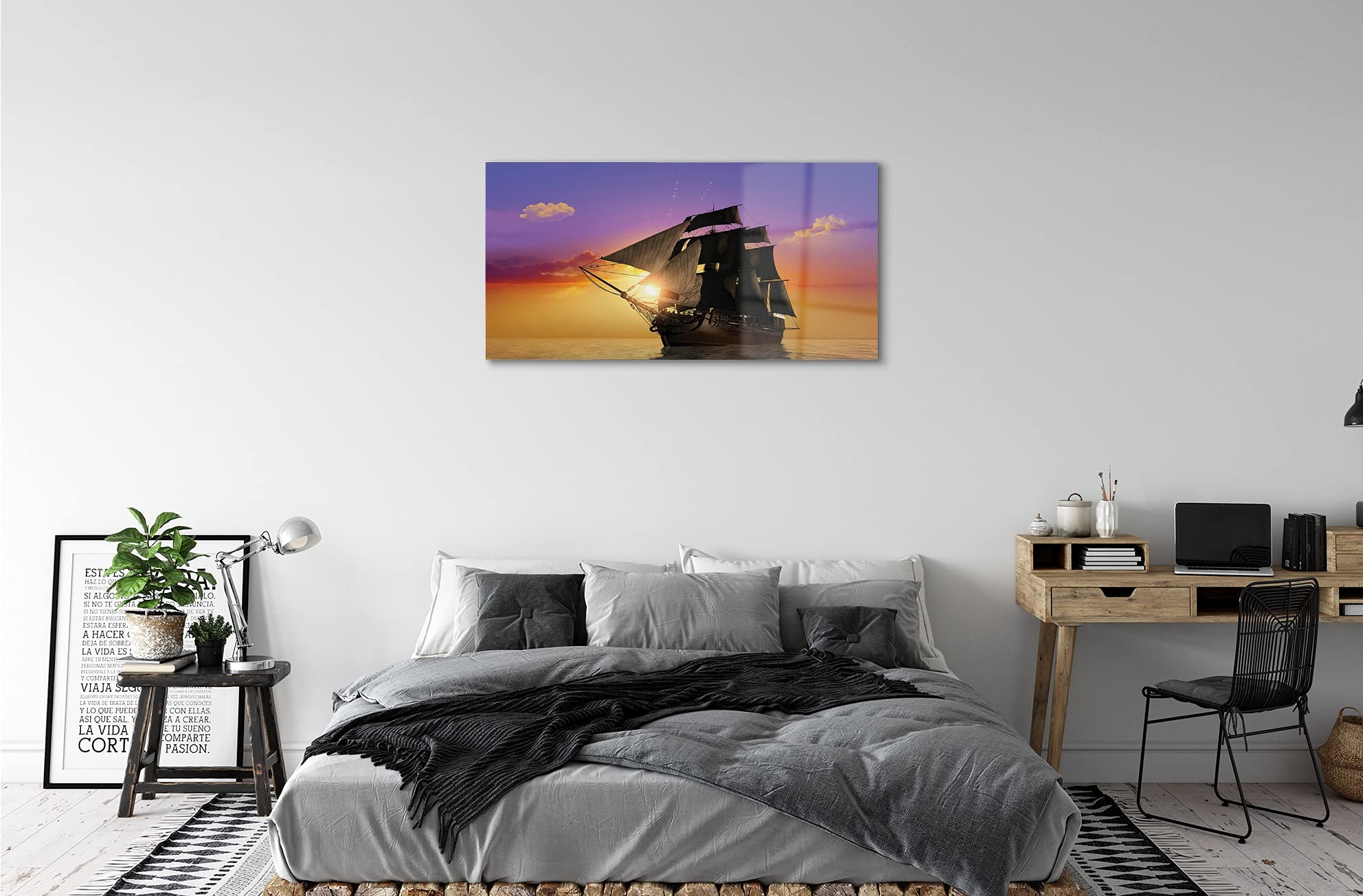 Image sur verre Tableau Mer paysage gris