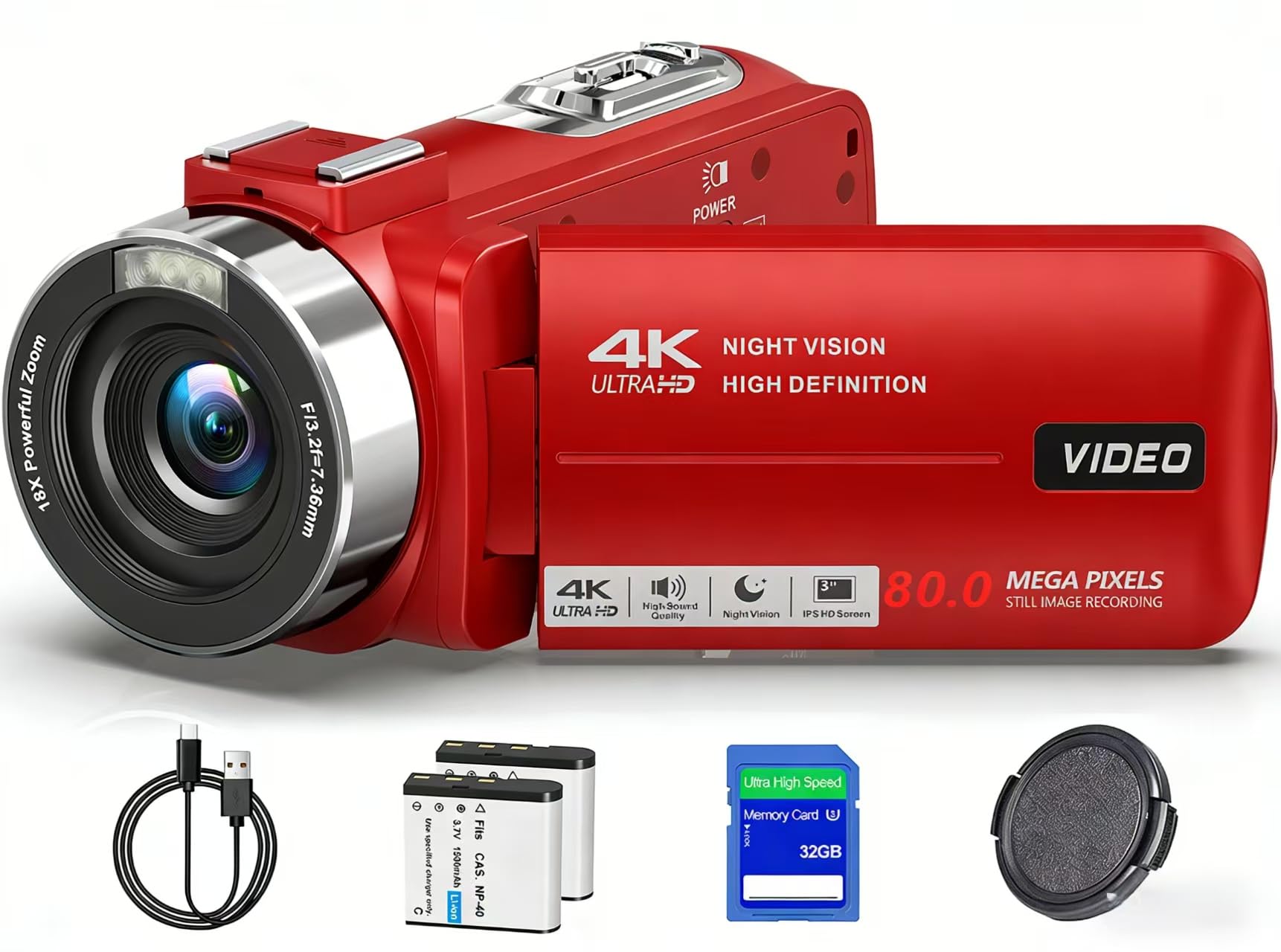 THPACIP Video Camera Camcorder 4K Ultra 48MP Vlogging Camera for YouTube 18X Digital Zoom Camcorder Recorder 3.0" LCD Touch Screen IR Night Vision with Controller, 32GB SD Card and 2 Batteries-picture-31